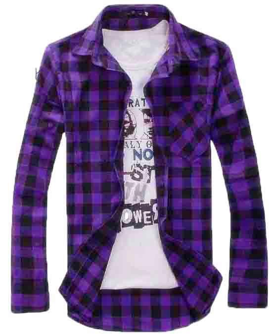 Fashion Men Vintage Shirts Plaid Check Long Sleeve Shirt Slim Fit Shirts for Men High Quality Men's Clothing Shirts M-2XL