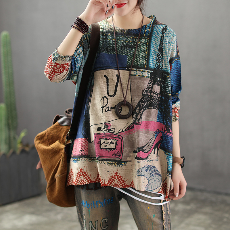 Ethnic style Women knitted sweater Pullovers Printed Vintage Loose Sweaters Female Ladiess Fashion Long Sleeve O-neck Sweater, White;black
Ethnic style Women knitted sweater Pullovers Printed Vintage Loose Sweaters Female Ladiess Fashion Long Sleeve O-neck Sweater, White;black