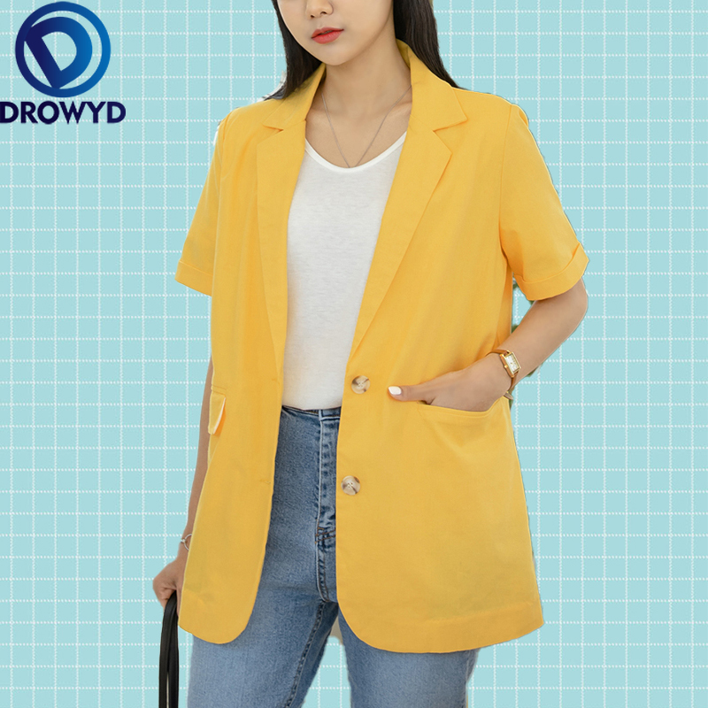 Women Yellow Blazers Beautiful Fashion Lady Office Pockets Jackets Suit Coat Casual Loose Tops Short Sleeve Formal Work Blazer
Women Yellow Blazers Beautiful Fashion Lady Office Pockets Jackets Suit Coat Casual Loose Tops Short Sleeve Formal Work Blazer