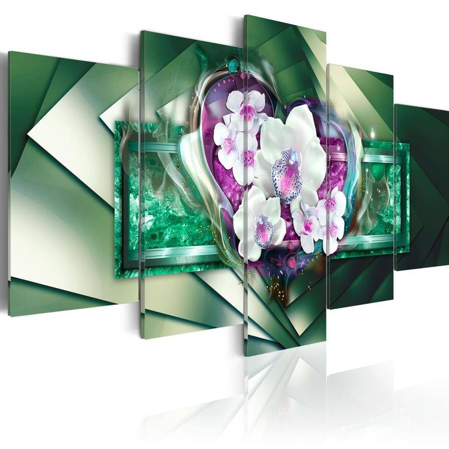 HD 5PCS/Set Love Orchid Flower Art Print Frameless Canvas Painting Wall Picture Home Decoration,Choose Color And Size,No Frame
