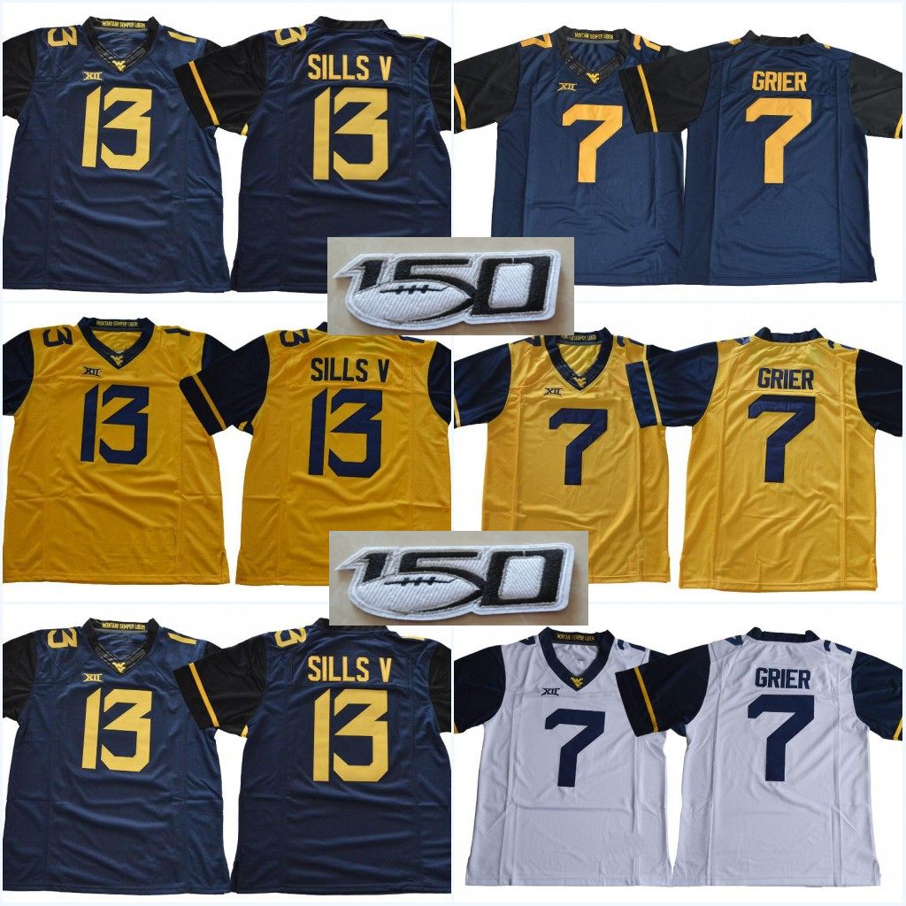 150TH Patch West Virginia Mountaineers WVU #7 Will Grier #13 David Sills V 2019 New Style Jersey College Stitched Jerseys Free Shipping, White
150TH Patch West Virginia Mountaineers WVU #7 Will Grier #13 David Sills V 2019 New Style Jersey College Stitched Jerseys Free Shipping, White