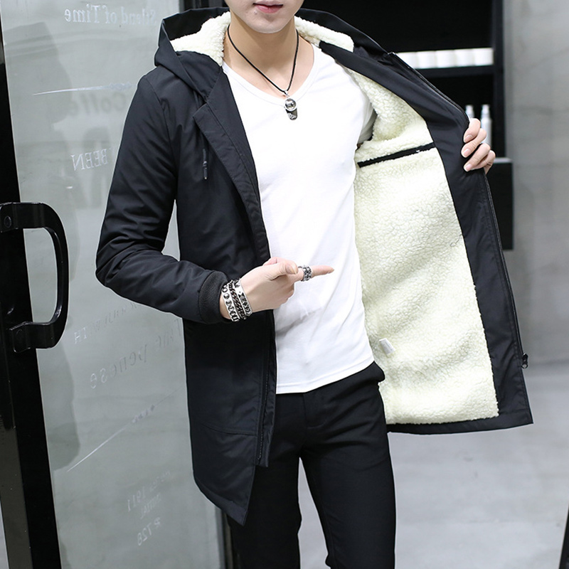 Winter Hooded Thicken Velvet Men's Parka Cashmere Black Medium-Long Windbreaker Jacket For Men 2018 Winter Warm Slim Coat Man
Winter Hooded Thicken Velvet Men's Parka Cashmere Black Medium-Long Windbreaker Jacket For Men 2018 Winter Warm Slim Coat Man