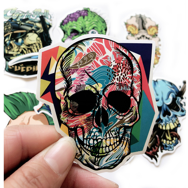 Waterproof Sunlight-Proof Stickers for Car Laptop Water Bottles Skateboard Bicycle Cars Decal Aesthetic Trendy Cool Skull
