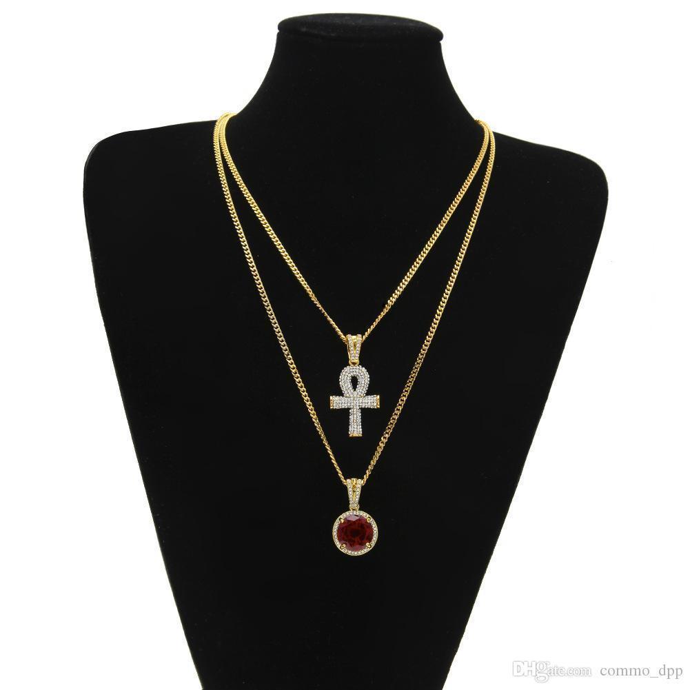 Egyptian Large Ankh Key Pendant Necklaces Sets Round Ruby Sapphire With Rhinestones Cross Charms Cuban Link Chains For Mens Hip Hop Jewelry
Egyptian Large Ankh Key Pendant Necklaces Sets Round Ruby Sapphire With Rhinestones Cross Charms Cuban Link Chains For Mens Hip Hop Jewelry