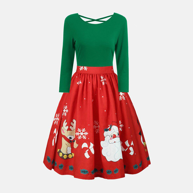 Winter Christmas New Year Festive Vintage Party Dress Ladies Hollow Out Long Sleeve Sexy Dress Women Elegant A Line Red Dress Y19012102