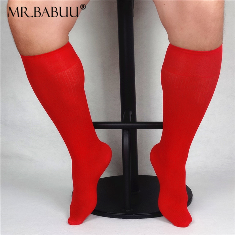 Men Solid Ribbed Striped Business Socks Vintage Soft Mesh Nylon Silk Socks Formal Dress Suit Long Striped Sheer Light Weight Socks