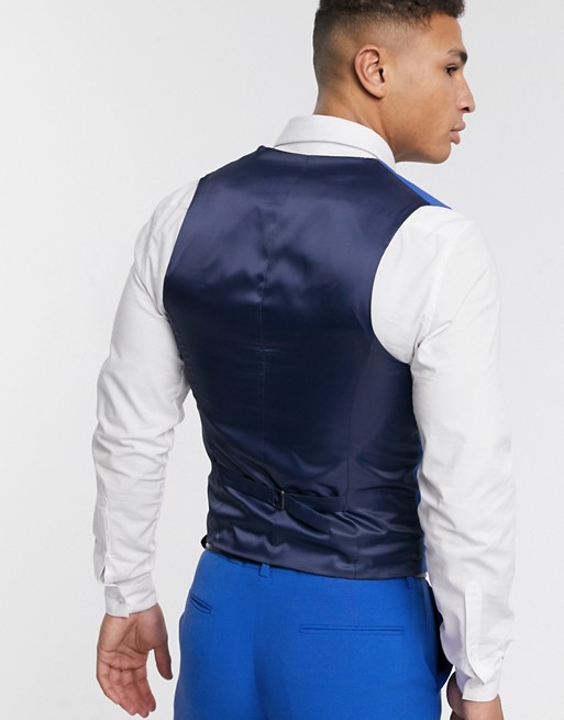 Royal Blue Groomsman Wedding Tuxedos Slim Fit 3 Pieces Mens Suit Formal Prom Party Wear Blazer(Jacket+Vest+Pants)