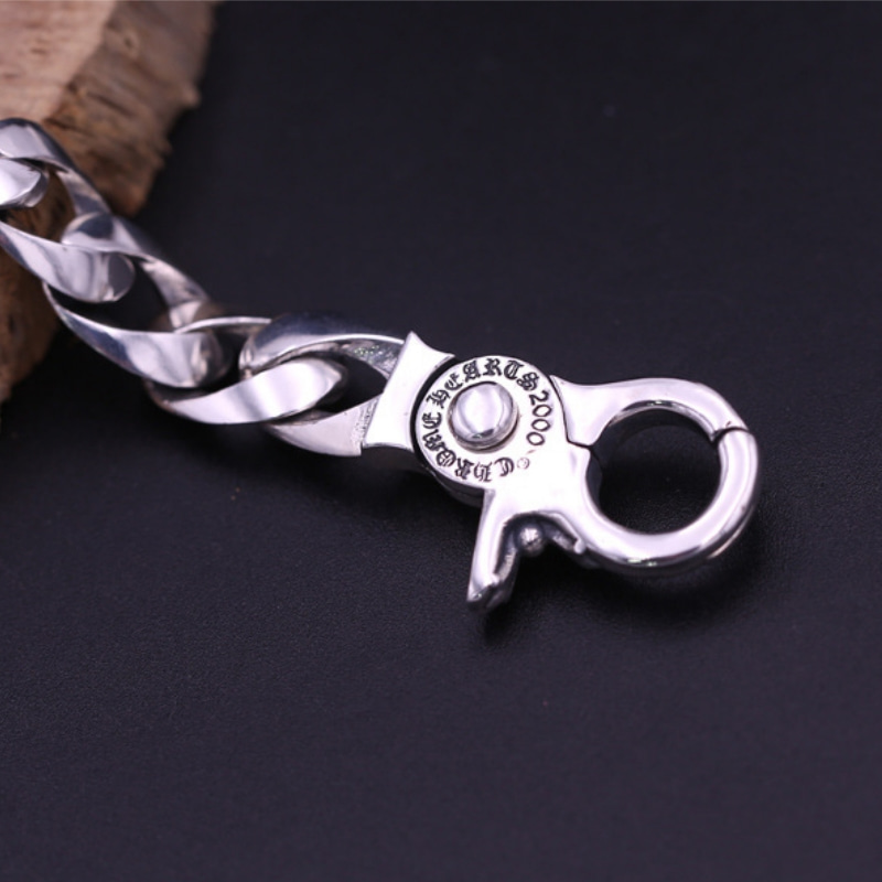 Gothic style 925 sterling silver handmade jewelry American European antique silver thick link chain vintage designer men's bracelets