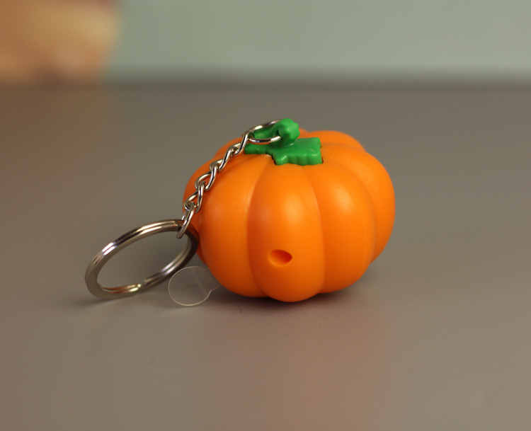 New Fashion Halloween Pumpkin LED Keychain with Sound Pumpkin Keyring Glowing Key Chain Pendant Bag Gift LB