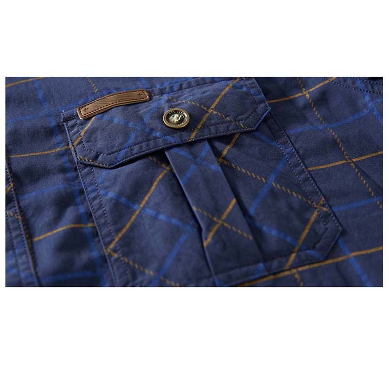 Summer Shirt Mens Short Sleeve Shirts High Quality Cotton Male Plaid Shirt 2 Pockets Plus Size M5XL Man Clothes