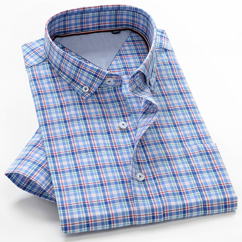 Summer New Style Large Size Men's Shirt 8Xl 9Xl 10Xl Business Casual High Quality 100% Cotton Plaid Short Sleeve Shir B4