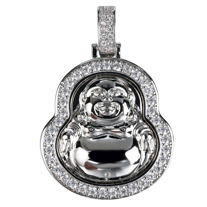 Luxury Designer Jewelry Mens Necklace CZ Maitreya Buddha Pendant Necklace Iced Put Lab Diamond Mens Gold Chain for Mens Jewelry Gi