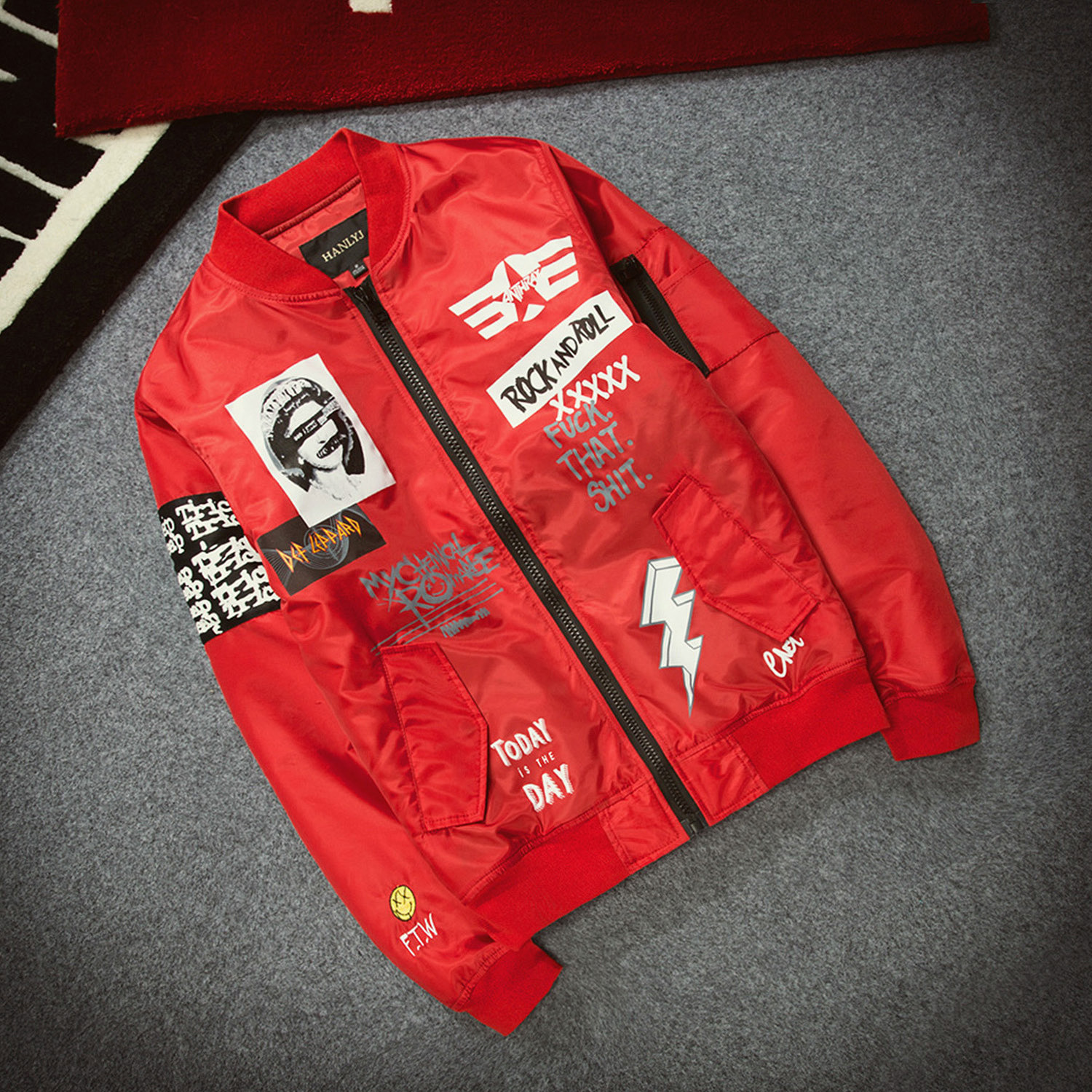 Designr Men's New Jackets Department of Tide Brand Printing Air Force Pilot Jacket Men's Baseball Uniform Lovers Jacket Thin Section, Red
Designr Men's New Jackets Department of Tide Brand Printing Air Force Pilot Jacket Men's Baseball Uniform Lovers Jacket Thin Section, Red