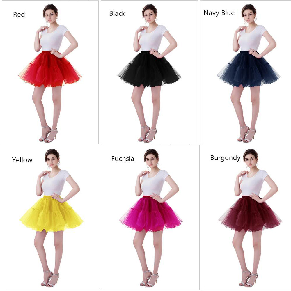 White Black Rockabilly Tulle Short Wedding Bridal Petticoat Crinoline Woman Mini Tutu Skirt Underskirt Wedding Accessories CPA1089