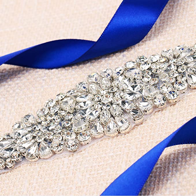 Handmade Silver Rhinestones Appliques Wedding Belt Clear Crystal Sewing on Bridal Sashes Wedding Dresses Sashes Bridal Accessories