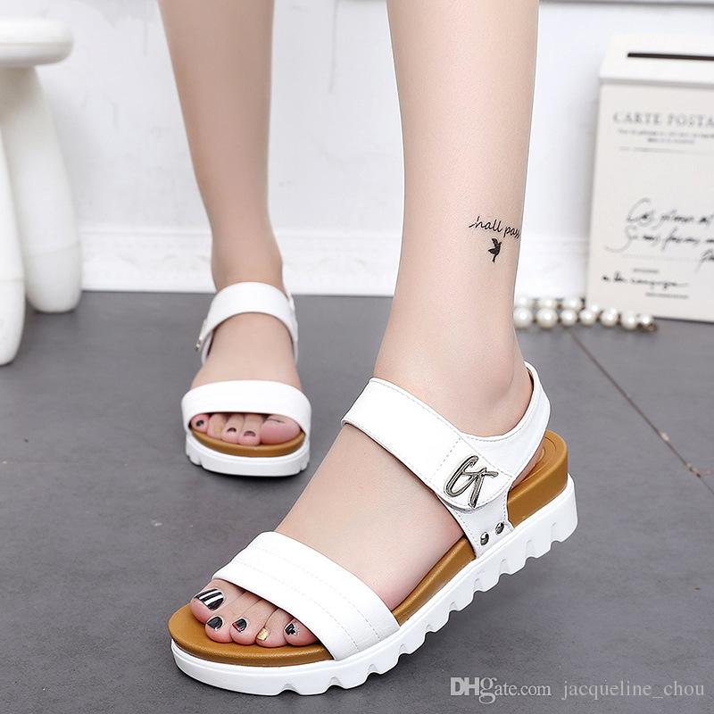 Hot Sale- sandals open toe white wedge summer sandals comfortable beach shoes 666 size 35-40