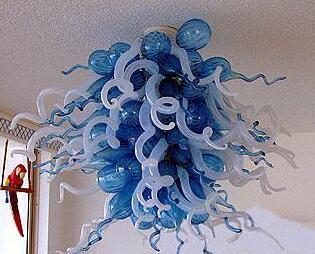 CE UL Certificate Interior Light Art Decoration Blue and White Color Modern Hand Blown Glass Chandelier Bubble Lighting with LED Blubs
