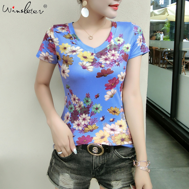 Summer European Clothes T-shirt Vintage Print Flowers Women Tops Ropa Mujer Shirt Short Sleeve Bottoming Shirt Tees 2020 T06326, Blue tshirt
Summer European Clothes T-shirt Vintage Print Flowers Women Tops Ropa Mujer Shirt Short Sleeve Bottoming Shirt Tees 2020 T06326, Blue tshirt