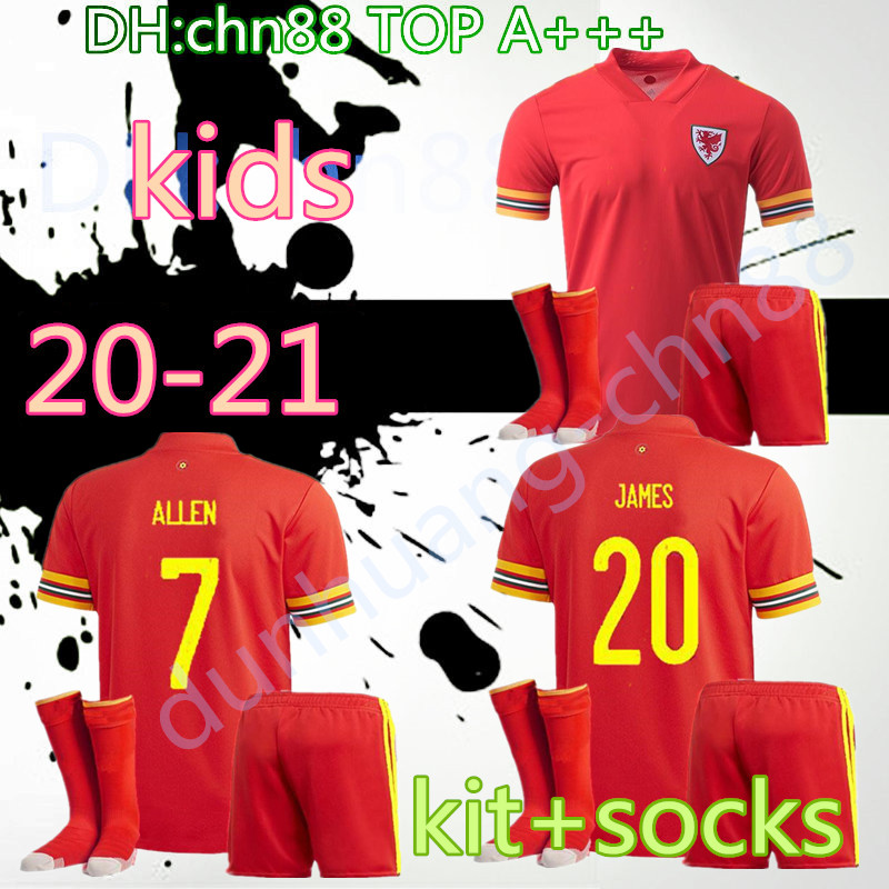 kids kit+socks 2020 Wales soccer jersey cup 20 21 BALE ALLEN James Ben Davies Wilson camisetas team home football jerseys shirts, Image 
kids kit+socks 2020 Wales soccer jersey cup 20 21 BALE ALLEN James Ben Davies Wilson camisetas team home football jerseys shirts, Image