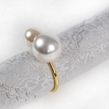 Metal Pearl Napkin Ring Double Pearl Napkin Holder Gold Silver Napkin Rings Table Decoration 12pcs/lot