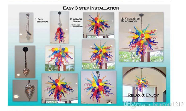 Party Decoration New Arrival Modern Chandelier Pendant Light Style Murano Hand Blown Glass Chandeleir Light With Led Bulbs