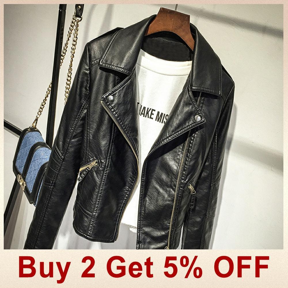 Women Autumn Winter Zipper Soft Leather Jackets Female Black Slim Cool Lady PU Leather Jackets Fashion Short Faux Leather Coat