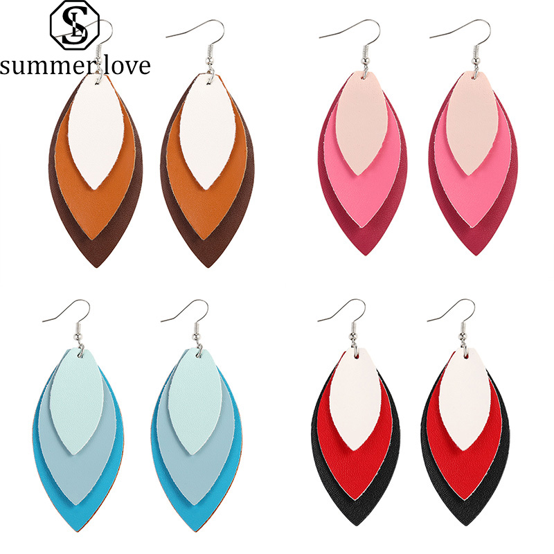 New Fashion Designer PU Leather Multilayer Leaf Dangle Earring for Women Girls Oval Shape Silver Plated Hook Drop Earring Christmas Jewelry
New Fashion Designer PU Leather Multilayer Leaf Dangle Earring for Women Girls Oval Shape Silver Plated Hook Drop Earring Christmas Jewelry