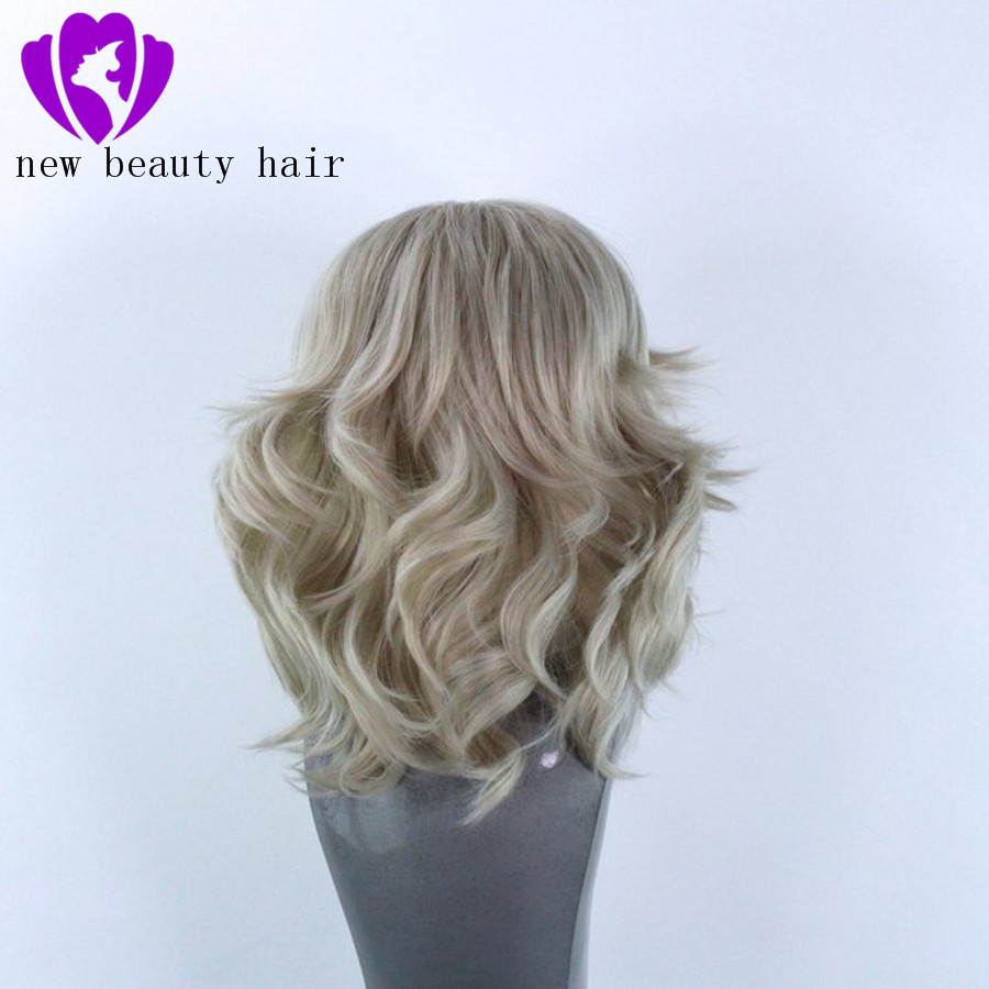 Glueless High Temperature Fiber Natural Hair Wigs short body wave Blonde Synthetic Lace Front Wig For American Women