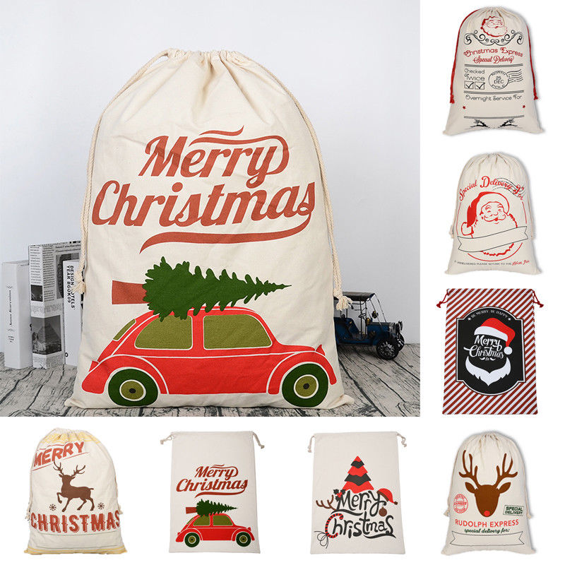 1Pc 2018 New Year Christmas Santa Sacks Candy Bag Santa Claus Drawstring Canvas Sack Tableware Rustic Vintage Stockings Gift Bag
1Pc 2018 New Year Christmas Santa Sacks Candy Bag Santa Claus Drawstring Canvas Sack Tableware Rustic Vintage Stockings Gift Bag