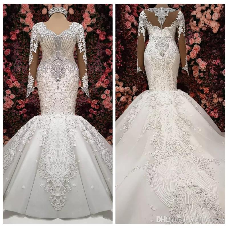 Real Photo Long Sleeve Muslim Country African Mermaid Modest Wedding Dress Crystal Bridal Gowns 2019 Princess Wedding Gowns Lace Applique, White
Real Photo Long Sleeve Muslim Country African Mermaid Modest Wedding Dress Crystal Bridal Gowns 2019 Princess Wedding Gowns Lace Applique, White