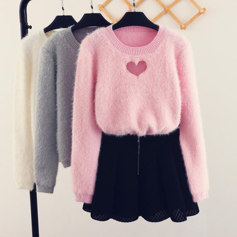 Women's Sweaters Korean Sweet Sexy Woman Sweater Hollow Out Heart Knitting Blouse Mohair Pullover Crop Harajuku, Gray
Women's Sweaters Korean Sweet Sexy Woman Sweater Hollow Out Heart Knitting Blouse Mohair Pullover Crop Harajuku, Gray
