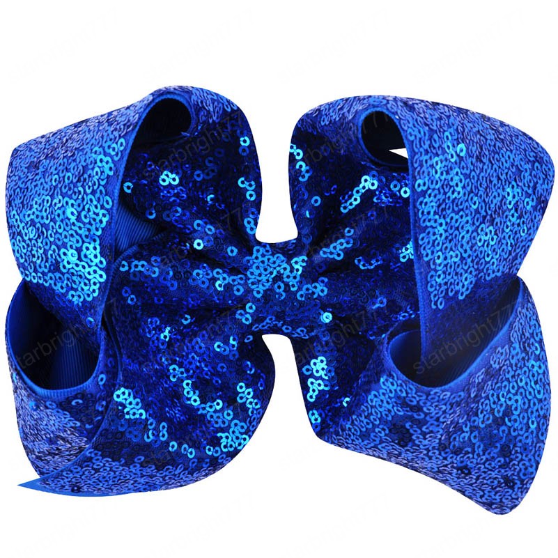 8 inch Women Rainbow Large Hair Bow Sequins Ribbon With Alligator Clip Children Headwear Bowknot Girls Hair Accessories