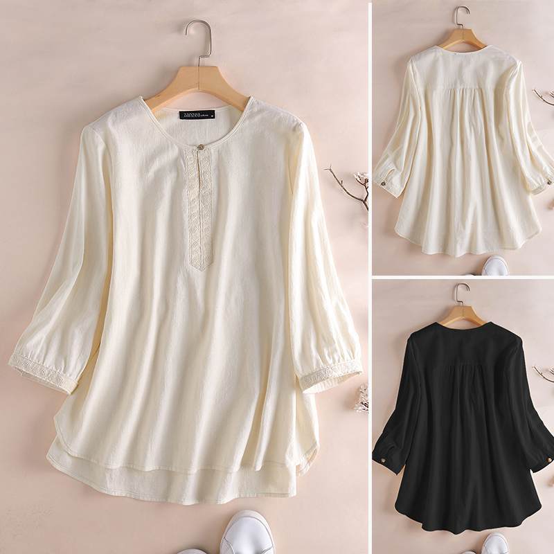 Women Tops Blouse 2020 Vintage Cotton Solid Shirts ZANZEA Ladies 3/4 Sleeve O Neck Blusas Work Office Tunic Tops Plus Size 5XL 7, Beige
Women Tops Blouse 2020 Vintage Cotton Solid Shirts ZANZEA Ladies 3/4 Sleeve O Neck Blusas Work Office Tunic Tops Plus Size 5XL 7, Beige