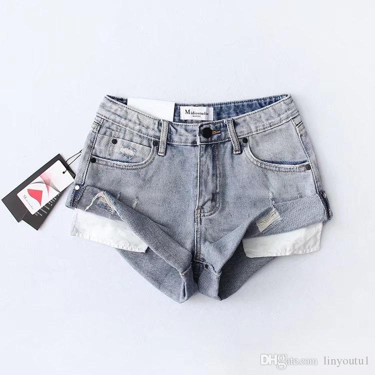 2020 High Waist Crimping Denim Shorts Women 2019 Korean Style Casual Shorts Jeans Summer Hot Short Pants Women