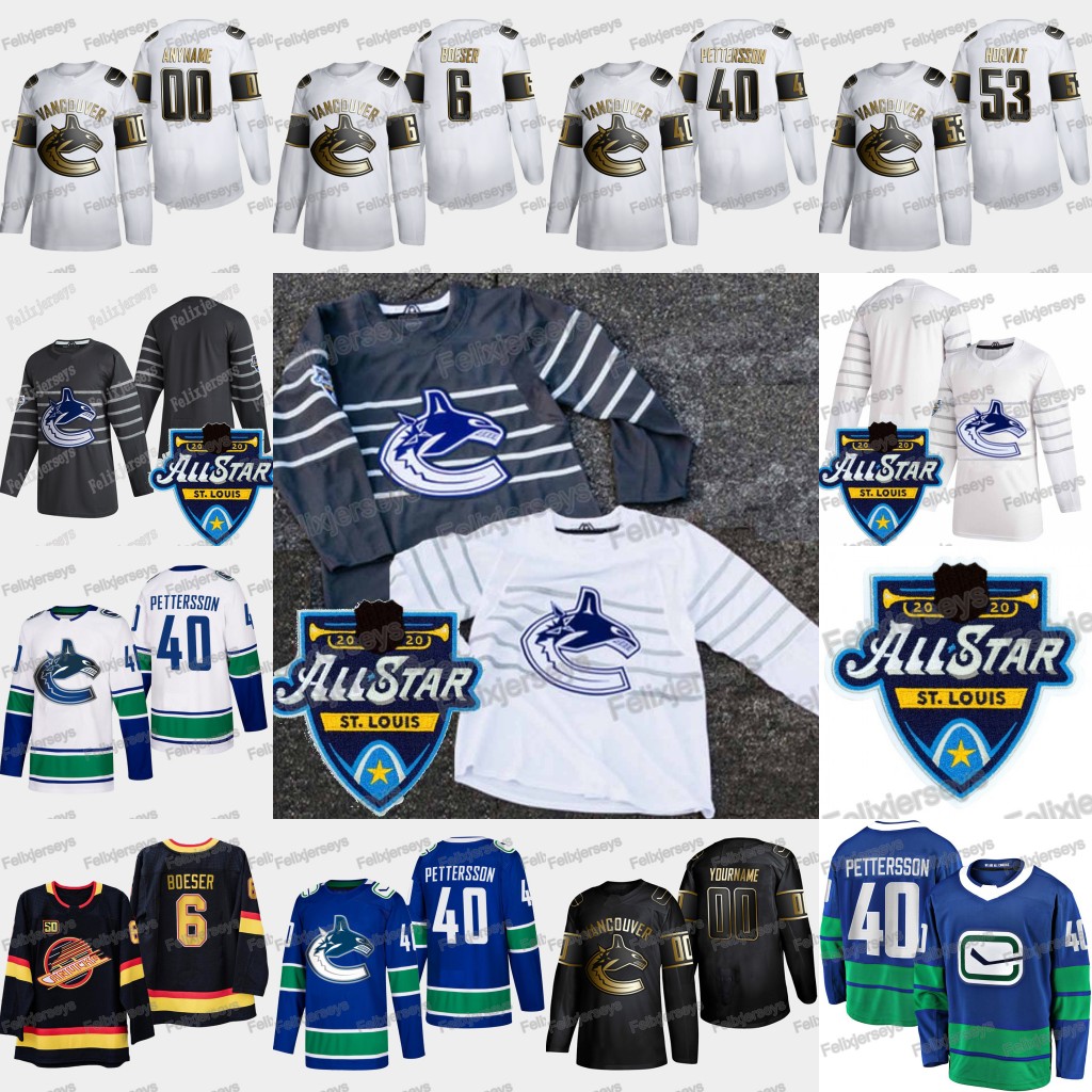 40 Elias Pettersson 2020 All Star Vancouver Canucks Brock Boeser Bo Horvat Jacob Markstrom J.T. Miller Tanner Pearson Alexander Edler Jersey, 2020 all star white youth size s-xl
40 Elias Pettersson 2020 All Star Vancouver Canucks Brock Boeser Bo Horvat Jacob Markstrom J.T. Miller Tanner Pearson Alexander Edler Jersey, 2020 all star white youth size s-xl