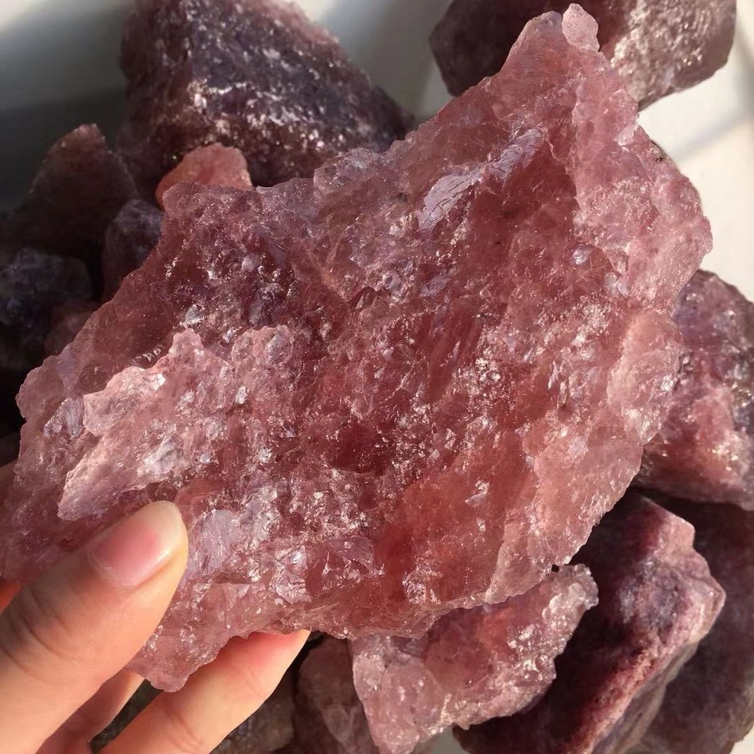 Natural Gemstone Strawberry quartz crystal Raw Strawberry Mineral Specimen whole9743690