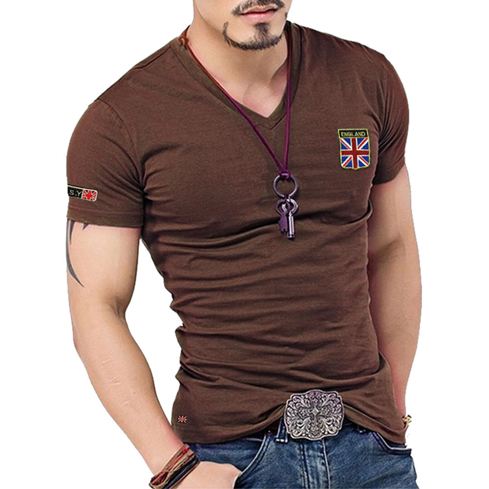 mens designer t shirts t shirt summer men's personality fancy rice flag short-sleeved British flag embroidery V-neck tight T-shirt, 16
mens designer t shirts t shirt summer men's personality fancy rice flag short-sleeved British flag embroidery V-neck tight T-shirt, 16