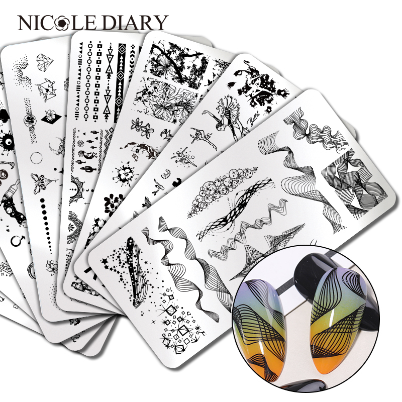 NICOLE DIARY Plant Flower Nail Stamping Plates Geometric Line Wave Pattern Nail Art Image Stamp Stencils Templates Tool
NICOLE DIARY Plant Flower Nail Stamping Plates Geometric Line Wave Pattern Nail Art Image Stamp Stencils Templates Tool