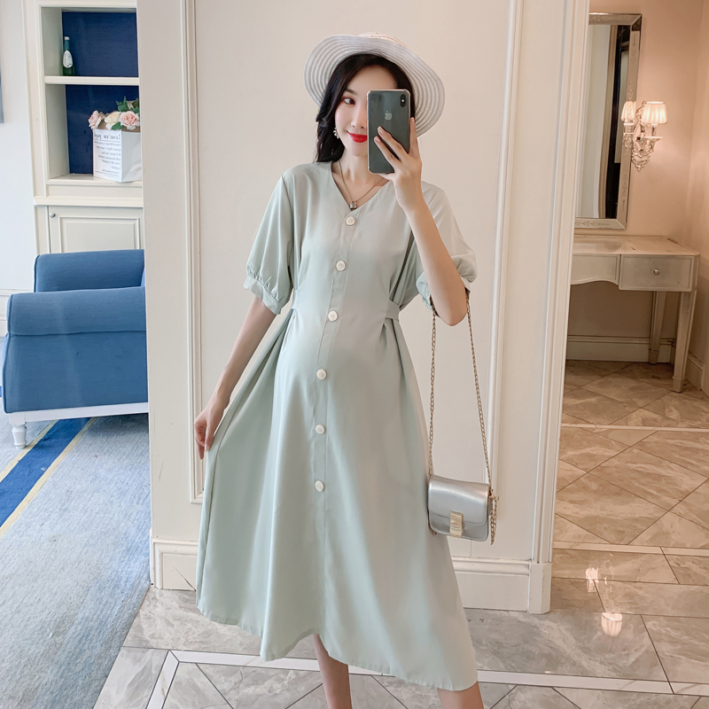Maternity Dress Fashion Solid Color A Line Summer Dress Short Sleeve Single-Breasted Pregnancy Clothes Vestidos new 2020, Photo color
Maternity Dress Fashion Solid Color A Line Summer Dress Short Sleeve Single-Breasted Pregnancy Clothes Vestidos new 2020, Photo color