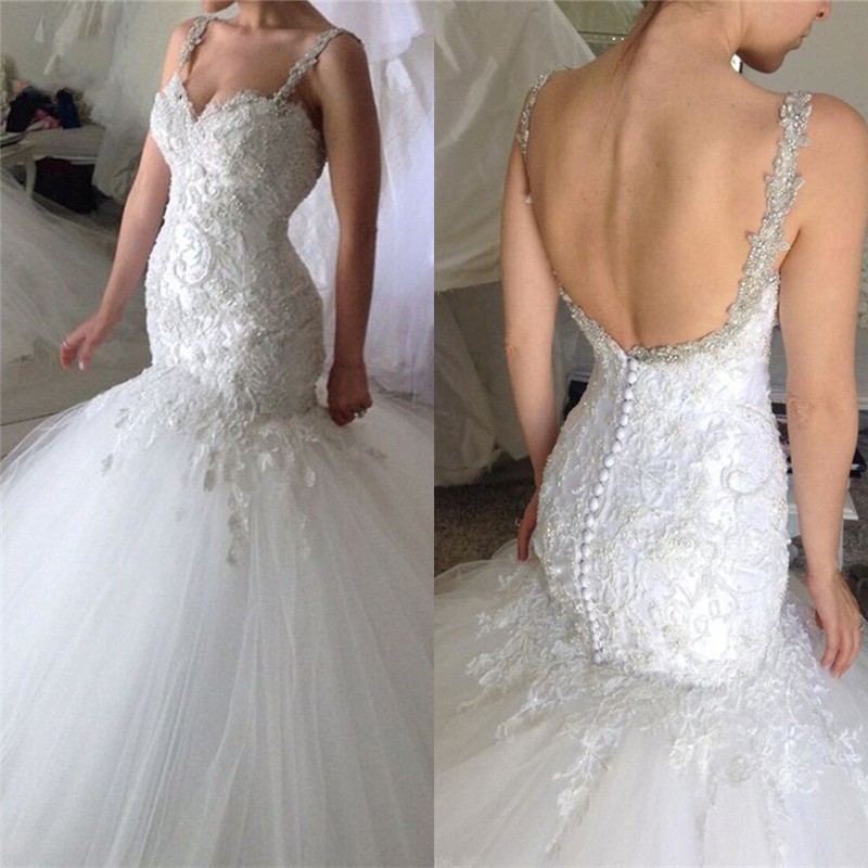 Custom Made Mermaid Backless spaghetti straps Crystal Lace Beading Vintage Luxury Formal Sexy Wedding Dresses 2020 New Fashion Wedding Gown, Same as image
Custom Made Mermaid Backless spaghetti straps Crystal Lace Beading Vintage Luxury Formal Sexy Wedding Dresses 2020 New Fashion Wedding Gown, Same as image
