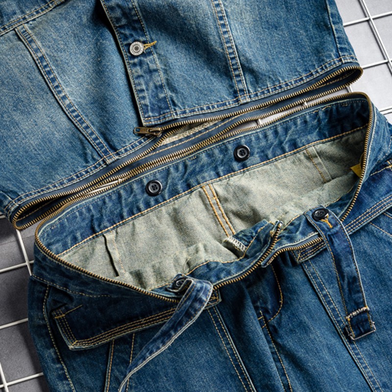 Men's Jeans Spring Fall Mens Vintage Detachable Denim Cargo Overalls HipHop Long Sleeve Tops Straight Pants Big Size Rompers Male Jumpsuit