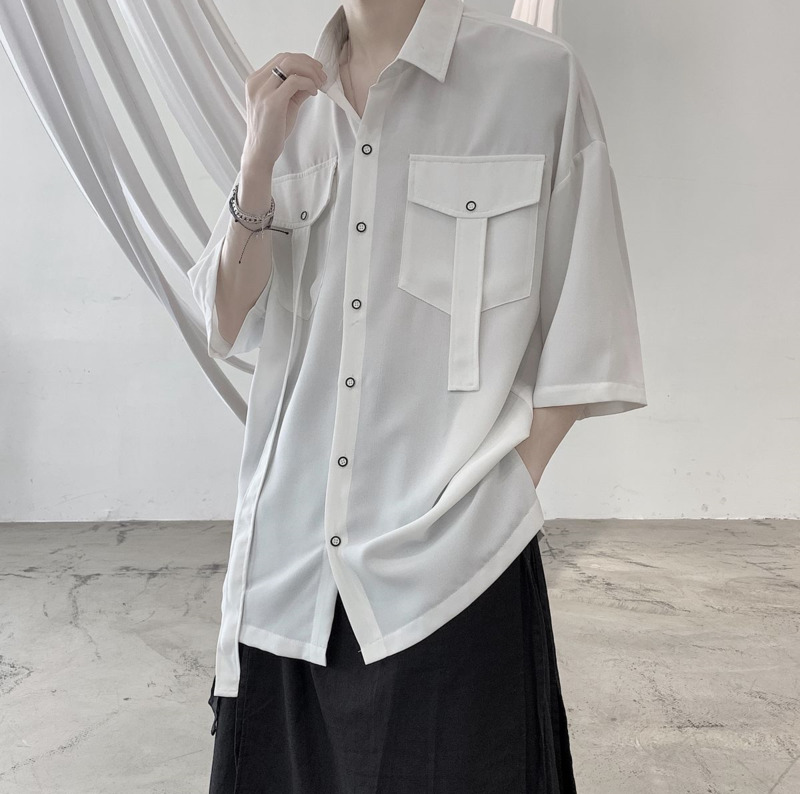 2020 Summer New Youth Popular Men's Loose Solid Color Multi-pocket Five-point Sleeve Shirt Fashion Casual Wild Shirt -2XL, Black
2020 Summer New Youth Popular Men's Loose Solid Color Multi-pocket Five-point Sleeve Shirt Fashion Casual Wild Shirt -2XL, Black