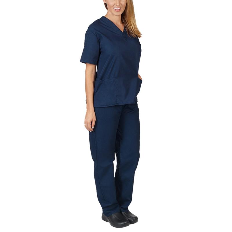 Two Piece Dress Unisex Work Clothes Nursing Uniforms Scrubs Fashion Short Sleeved Tops V-neck Shirt Pants Hand Clothing #T2G1