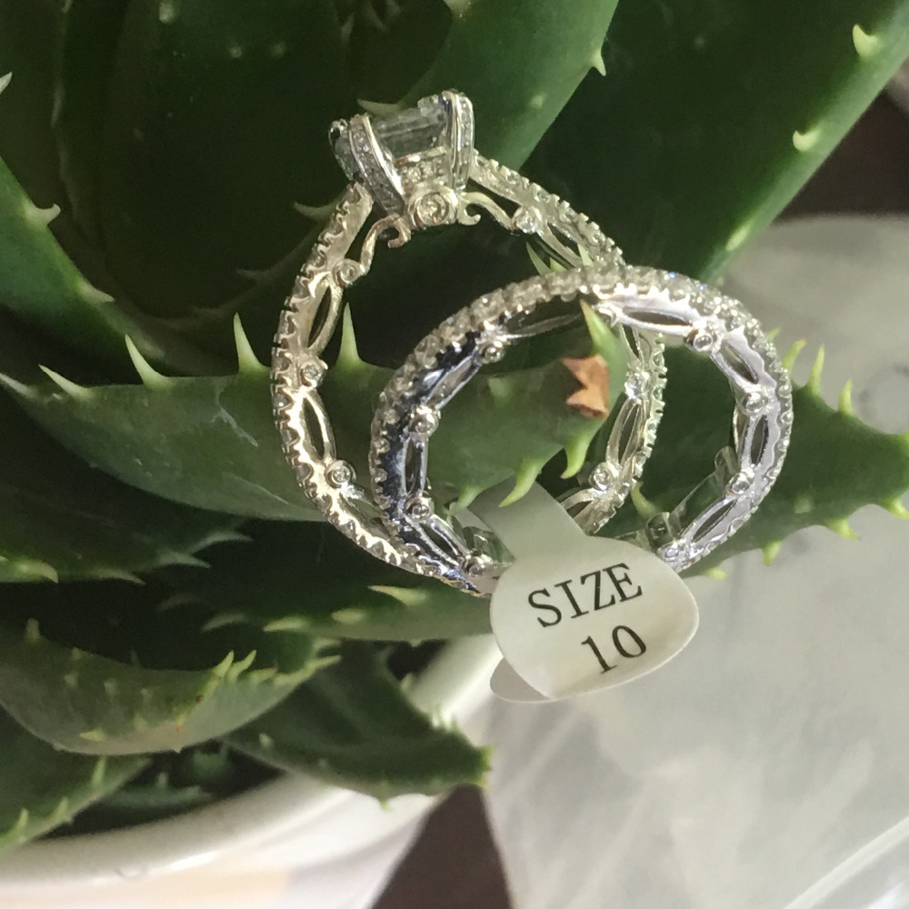 choucong Unique Vintage Ring sets 5A Zircon Cz 925 Sterling silver Engagement Wedding Band Rings for women men Fashion Jewelry