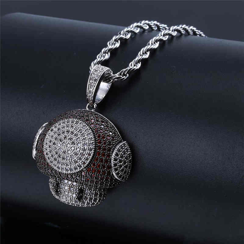 New Arrived Cartoon Mushroom Necklace Pendant Copper Bicolor Cubic Zircon Necklace Hip Hop Men's Jewelry Gifts, Silver
New Arrived Cartoon Mushroom Necklace Pendant Copper Bicolor Cubic Zircon Necklace Hip Hop Men's Jewelry Gifts, Silver