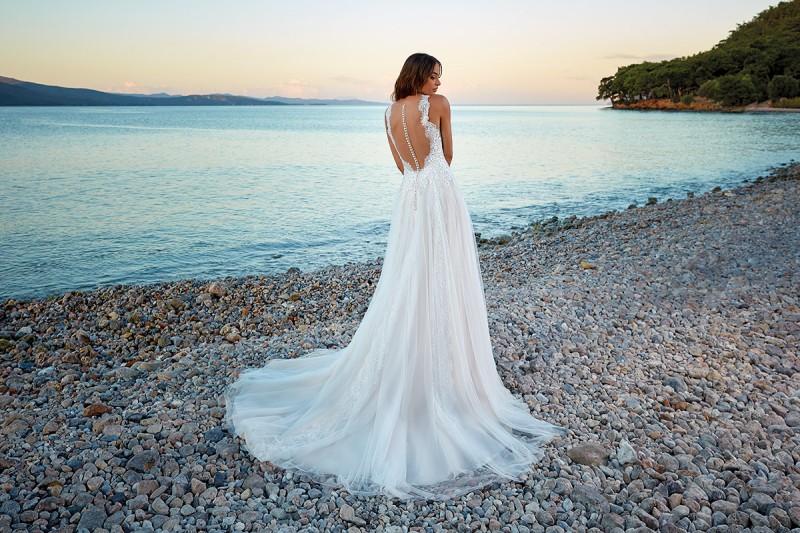 eddy k wedding dresses v neckline lace bridal gowns with beads abiti da sposa button back boho a line wedding dress cheap