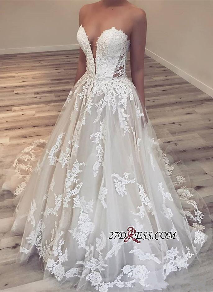 vintage a line beach wedding dresses sweetheart lace appliqued tulle bridal gown sweep train country plus size robe de mariee