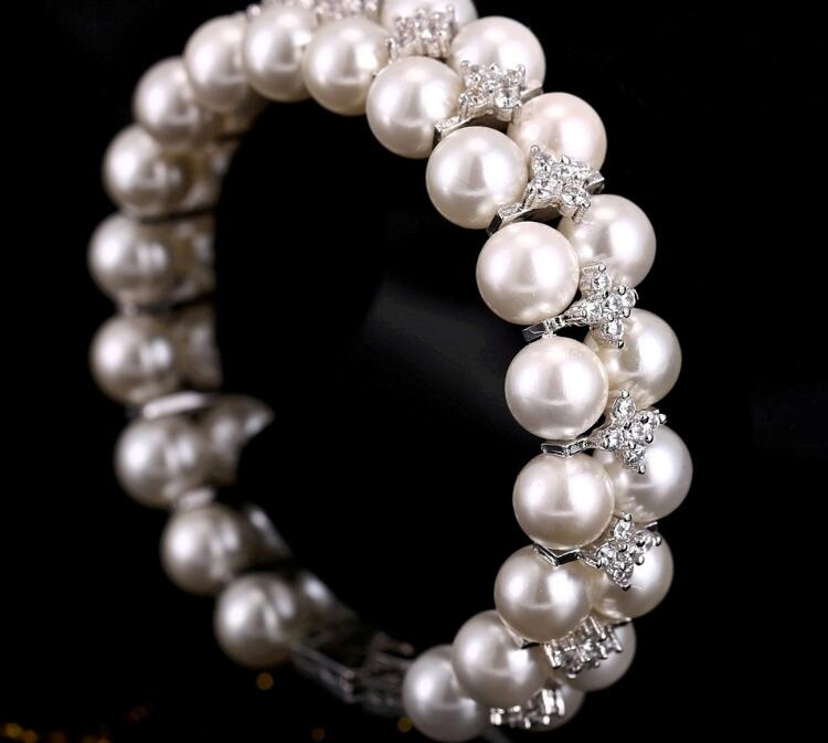 Pera European Elegant Handmade Double Rows Bridal Round Big Imitation Pearl Bangles Bracelets Wedding Jewelry for Women B030
Pera European Elegant Handmade Double Rows Bridal Round Big Imitation Pearl Bangles Bracelets Wedding Jewelry for Women B030