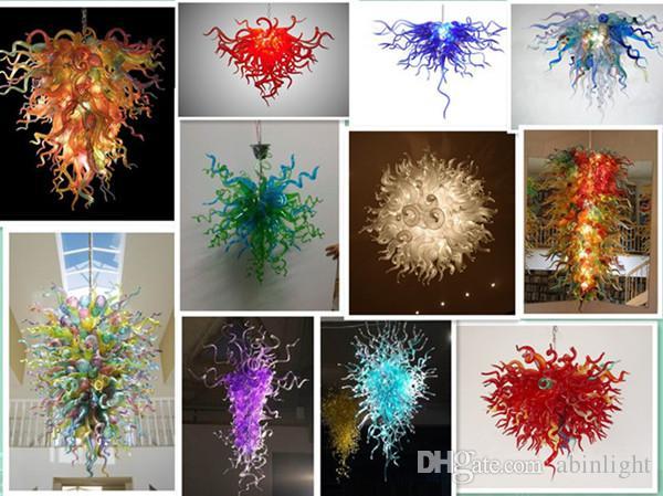 Wholesale Multi Color Blown Murano Glass Chandeliers Hanging LED Decorative Customized Colorful Pendant Lamps for Home Decoration