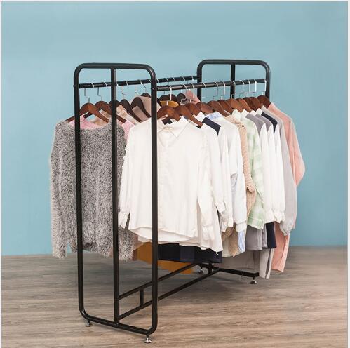 Clothes store hanger Bedroom Furniture display rack Double-row parallel bars floor-to-floor women's cloth shop shelves Nordic simple clothing in 